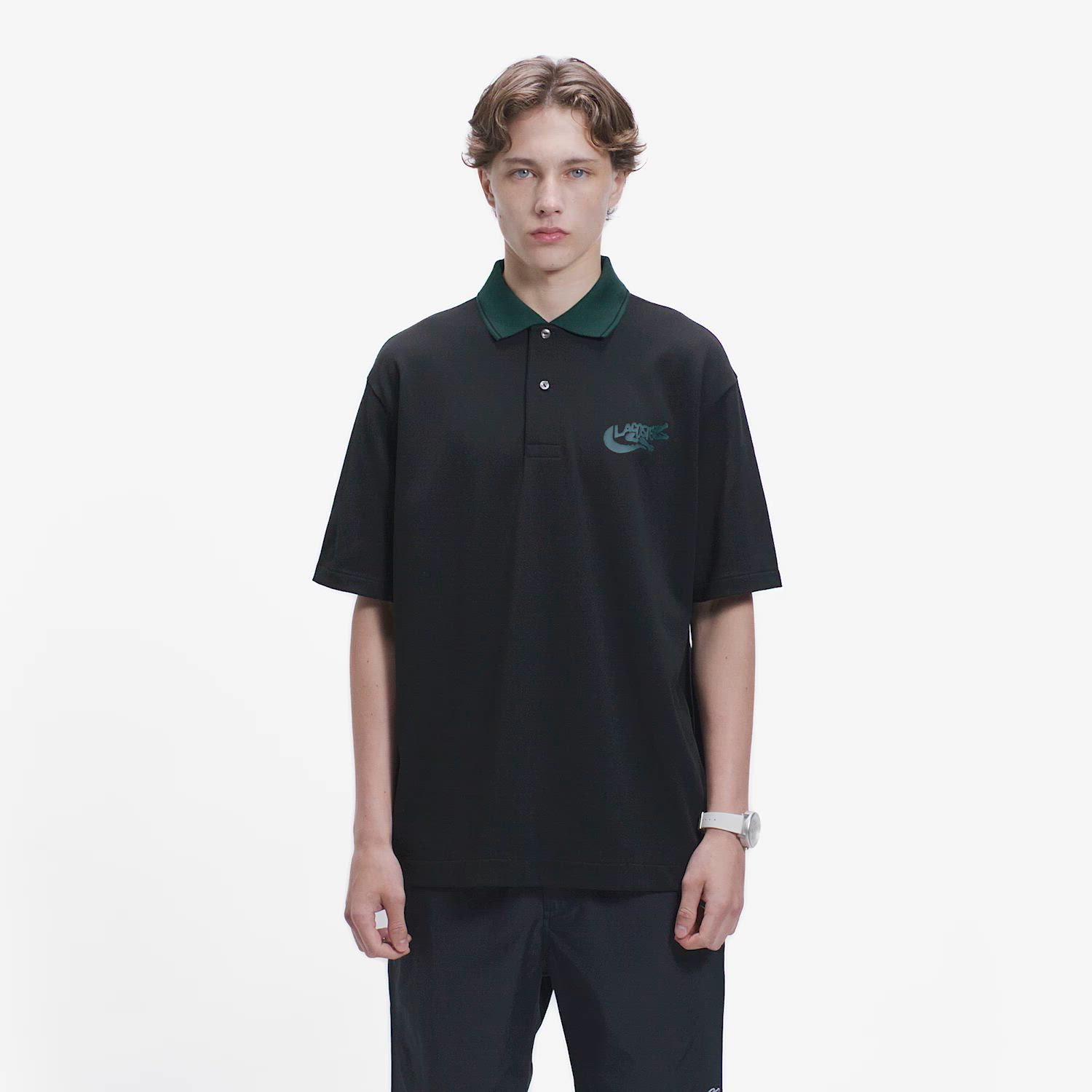 ワニロゴグラフィックボーダーポロシャツ（ポロシャツ）｜LACOSTE