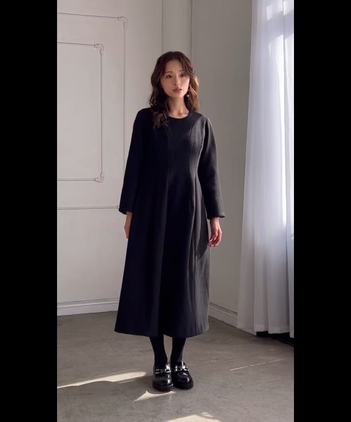 2025AW】クルーネック コクーン フォーマル ワンピース（ワンピース