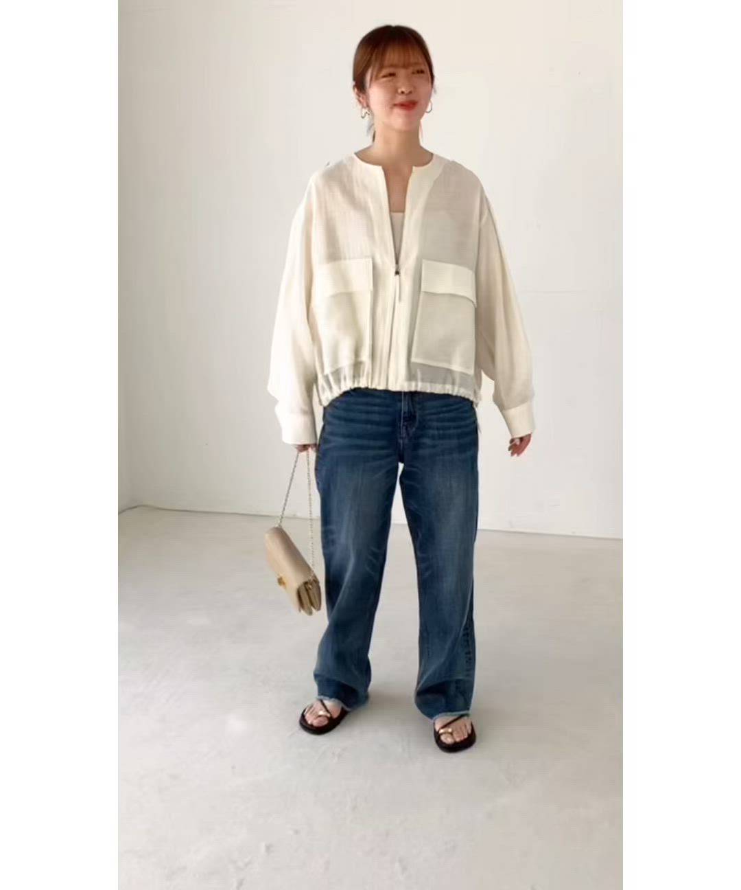 quaranciel:〈手洗い可能〉リネン ミックス ノーカラー ドロスト