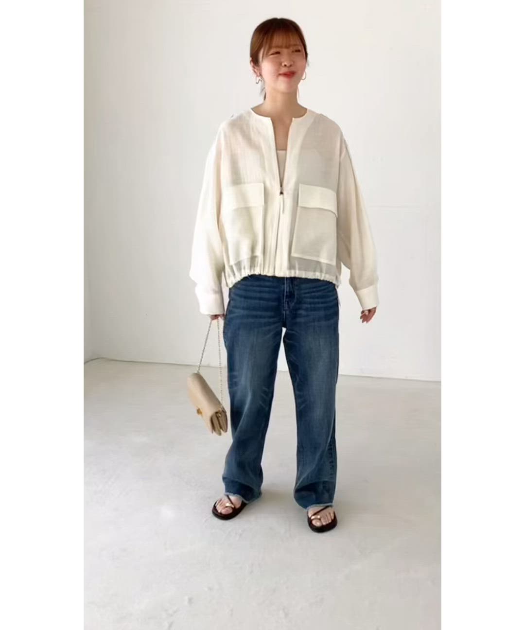 quaranciel:〈手洗い可能〉リネン ミックス ノーカラー ドロスト