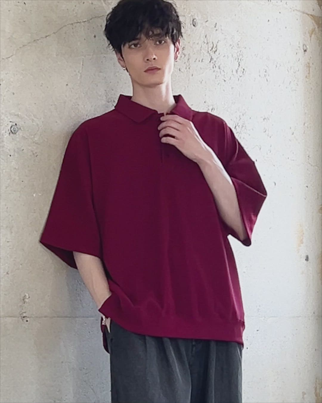 リップルプリーツルーズポロシャツ（ポロシャツ）｜ETELIO（エテリオ