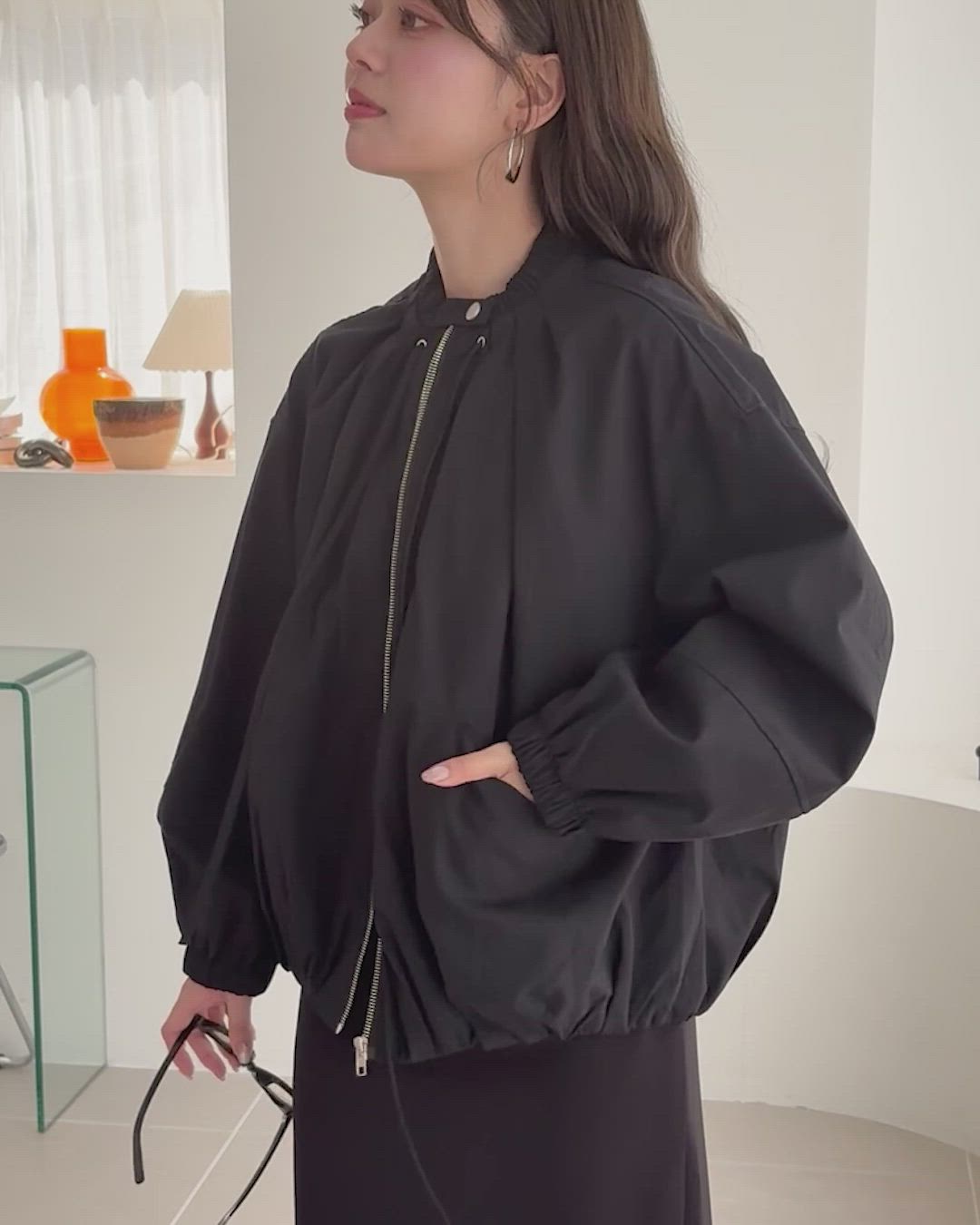 balloon form zip up blouson /バルーンフォルムジップアップブルゾン