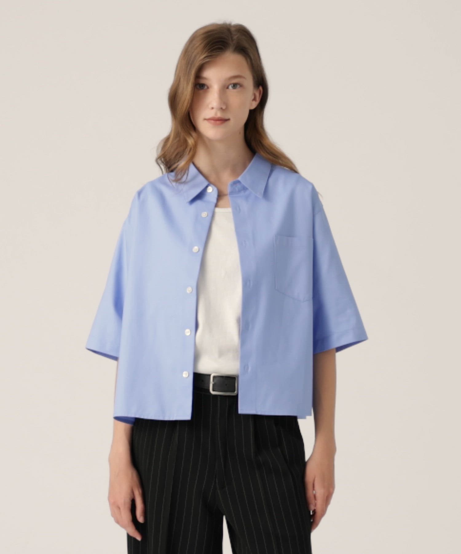 CLEL】Royal Oxford Short Sleeve Cropped Shirt / ロイヤル