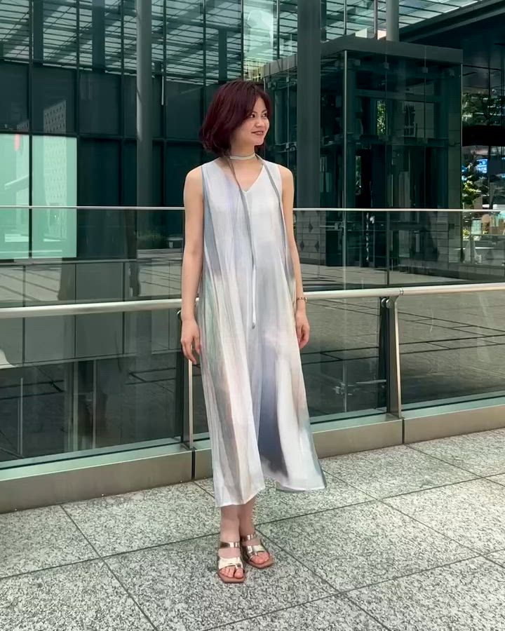 【tageechita】アートプリント ノースリーブワンピース tageechita ワンピース 「tageechita」アートプリント ノースリーブ