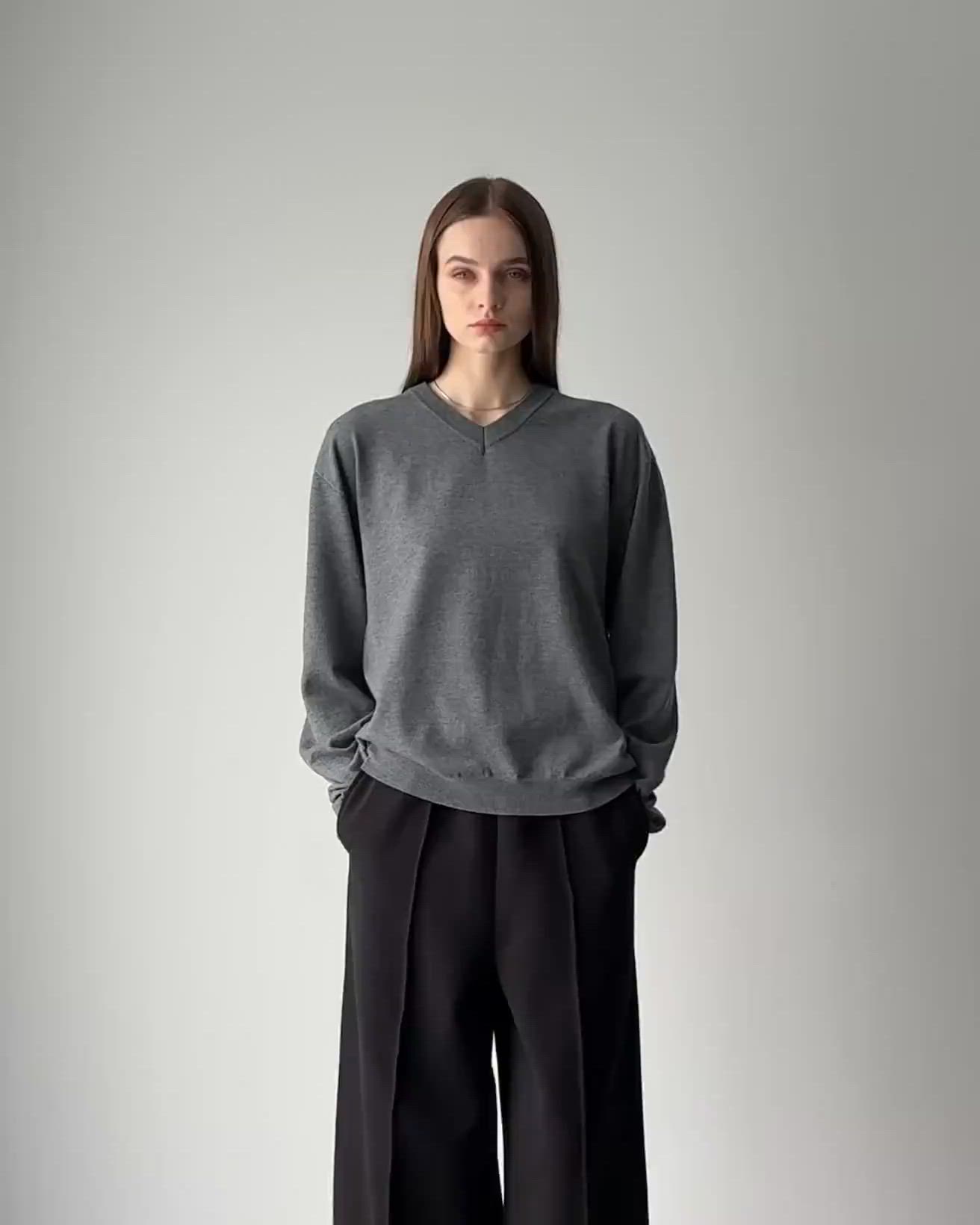 CALLNE】V-neck Long Sleeve Knit / Vネックロングスリーブニット