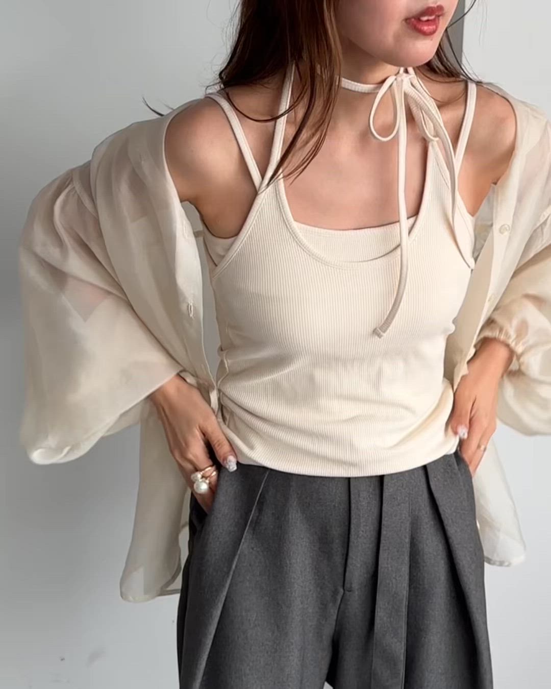 セール】【apres jour clair】カップ付きアメスリレイヤードチョーカー