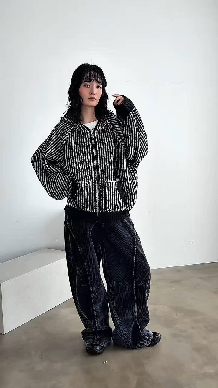 配色リブフーディZIPパーカー/リバーシブル/新色追加（パーカー