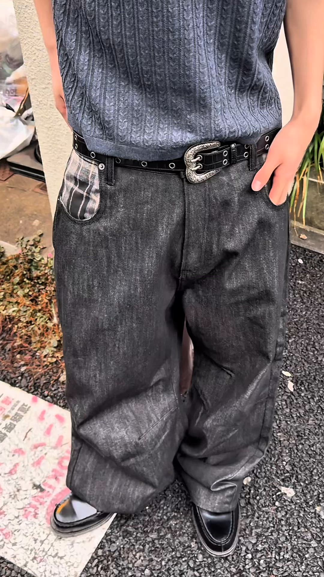 セール】POCKET CHECK RIGID BUGGY DENIM／ポケットチェックデザイン