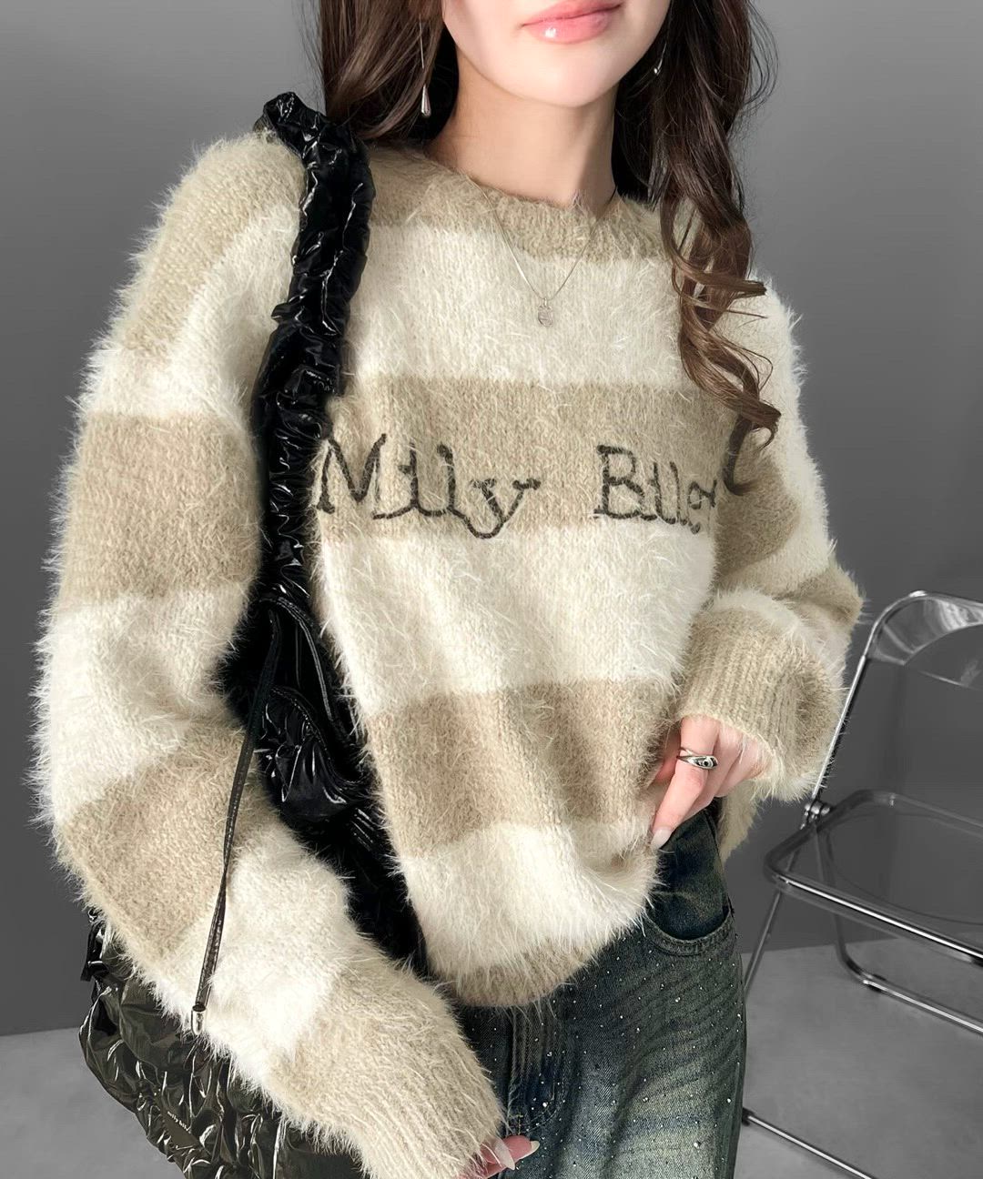 セール】【mily bilet】ふわりミックスカラー。ロゴ刺繍スロープ