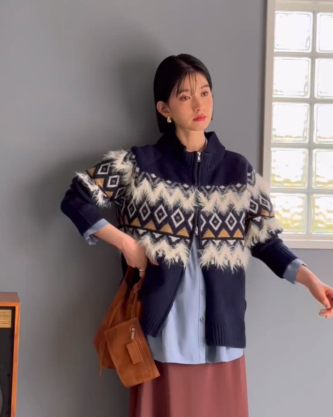 セール】ノルディック柄ジャガードニットジャケット（ニット/セーター