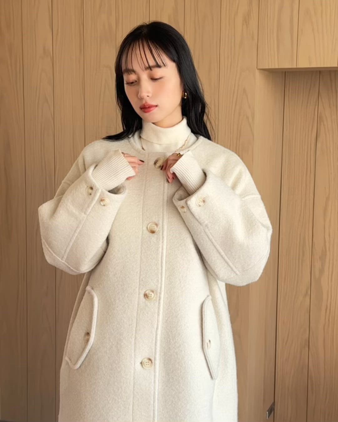 ブークレノーカラーロングコート（その他アウター）｜hinari（ヒナリ