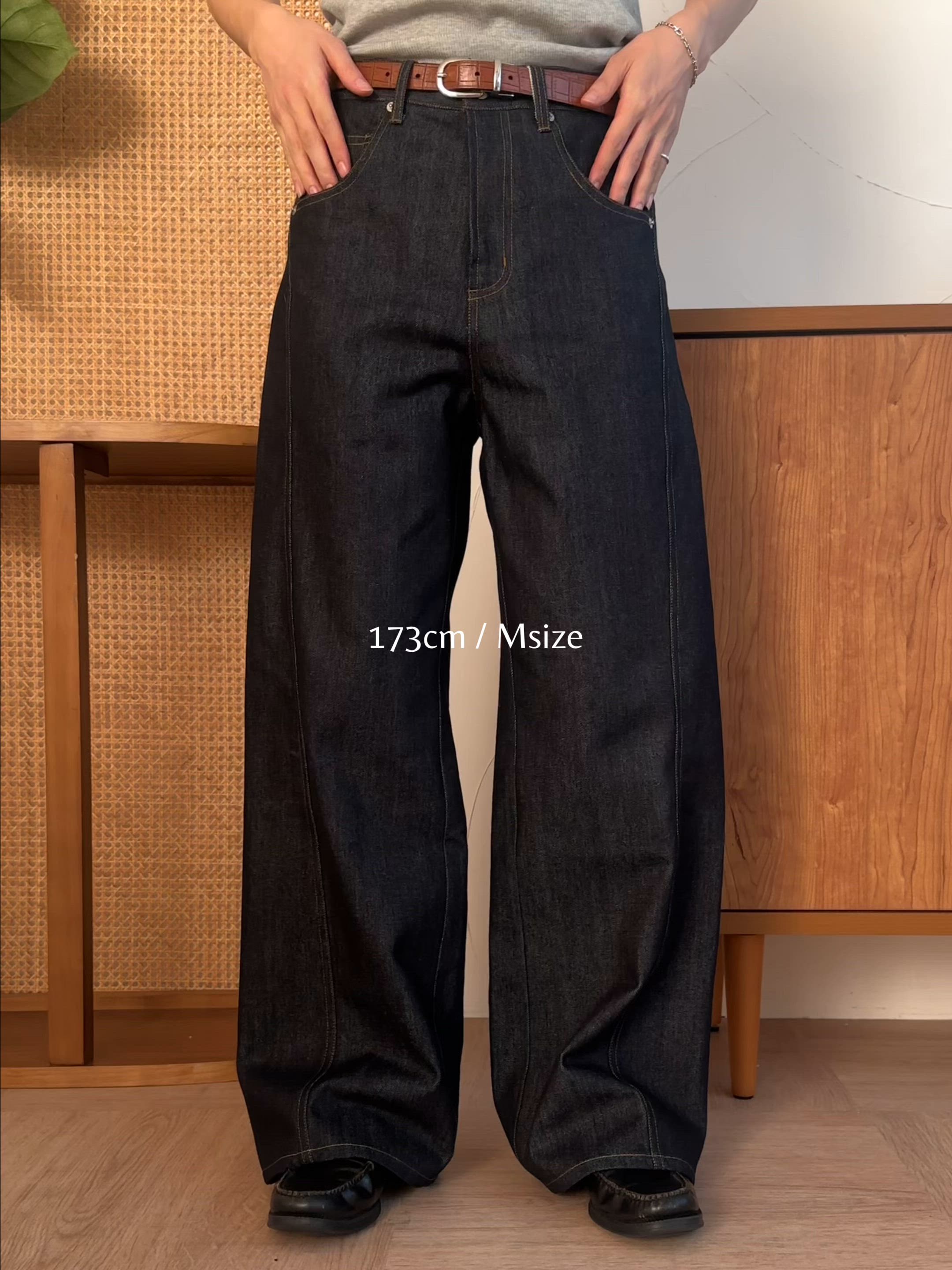SLIM FIT CURVED RIGIT DENIM / スリムフィットカーブデザインリジット 