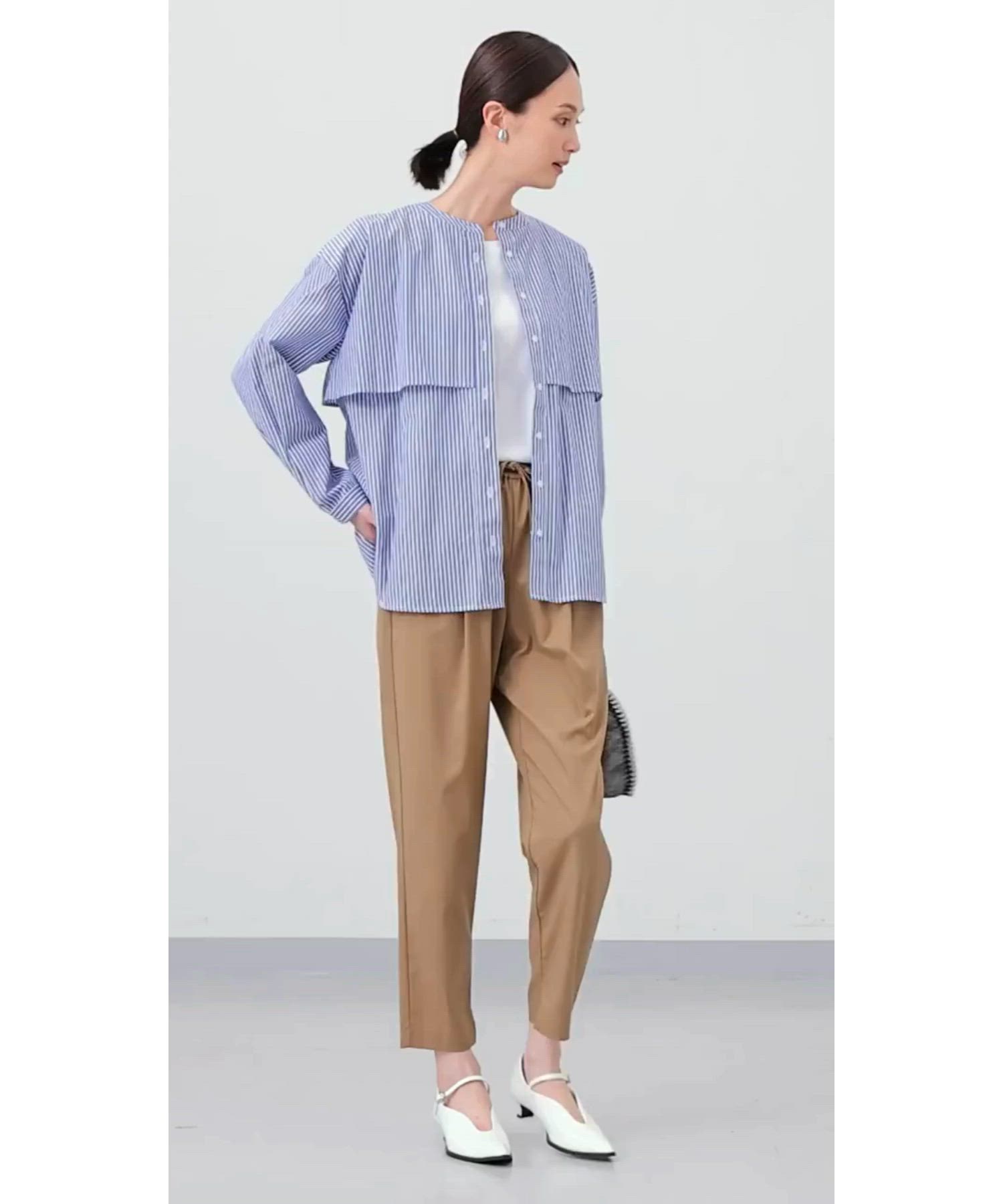 レイヤードデザインストライプブラウス（シャツ/ブラウス）｜LE SOUK