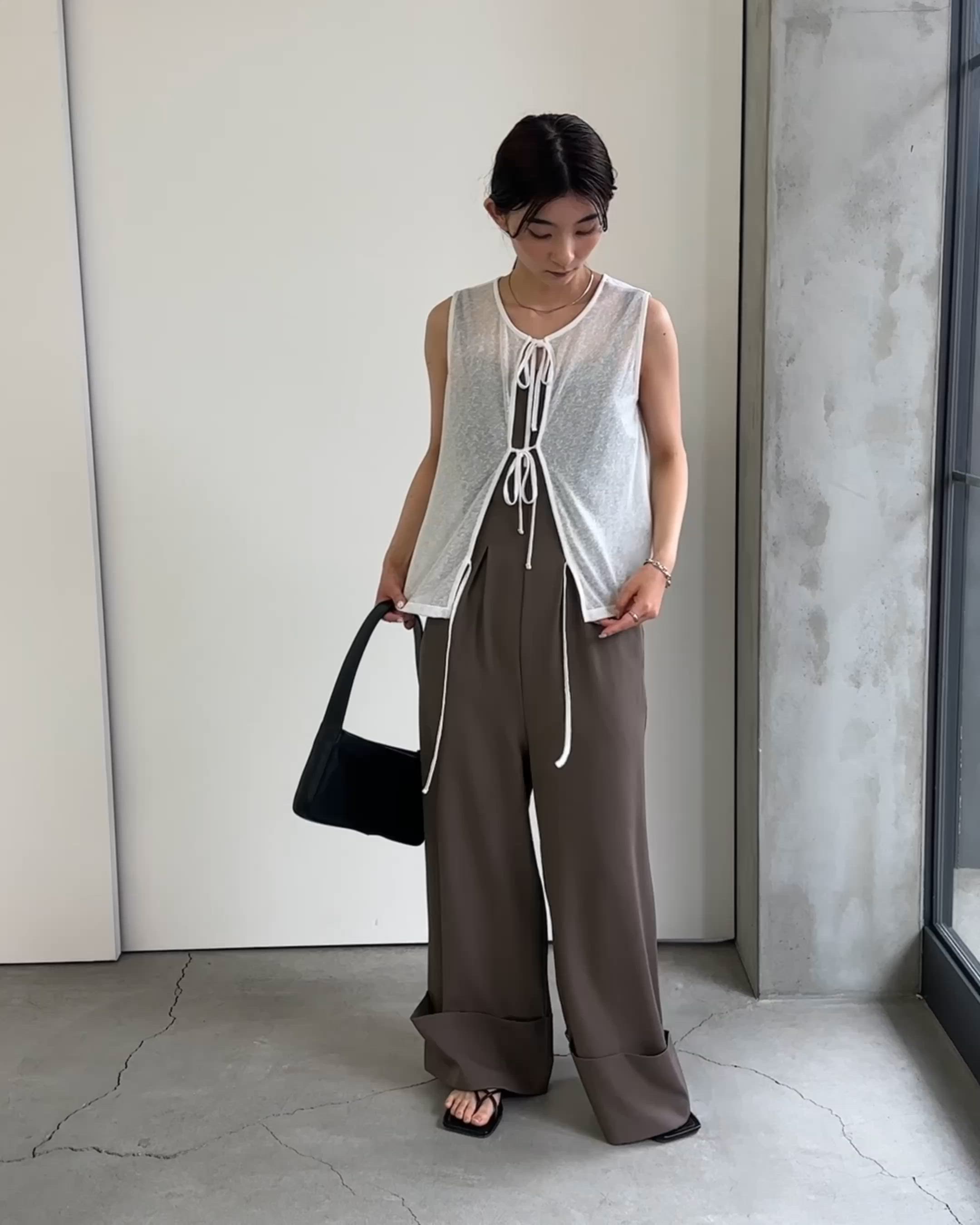 セール】2WAYリボンノースリーブトップス（Tシャツ/カットソー