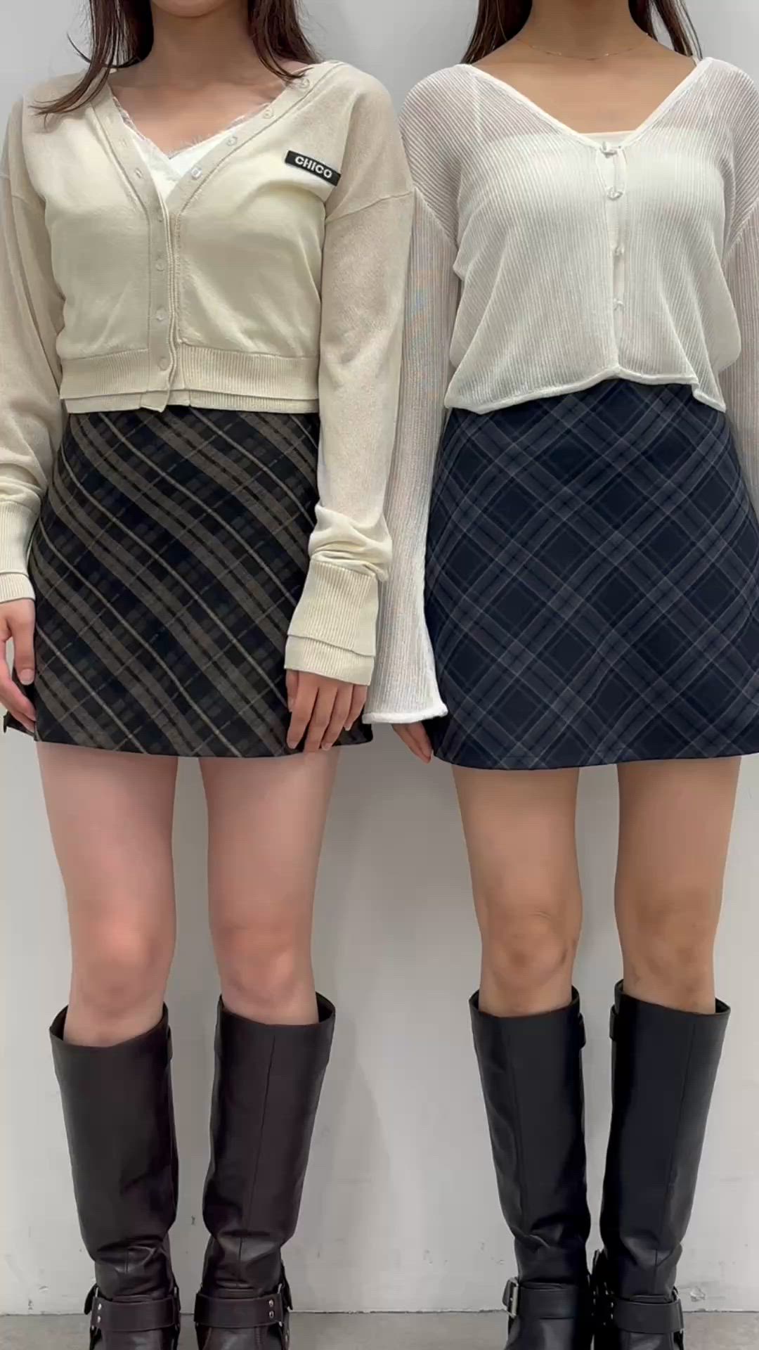 セール】2wayレイヤードチェックボックスタイトミニスカート（スカート