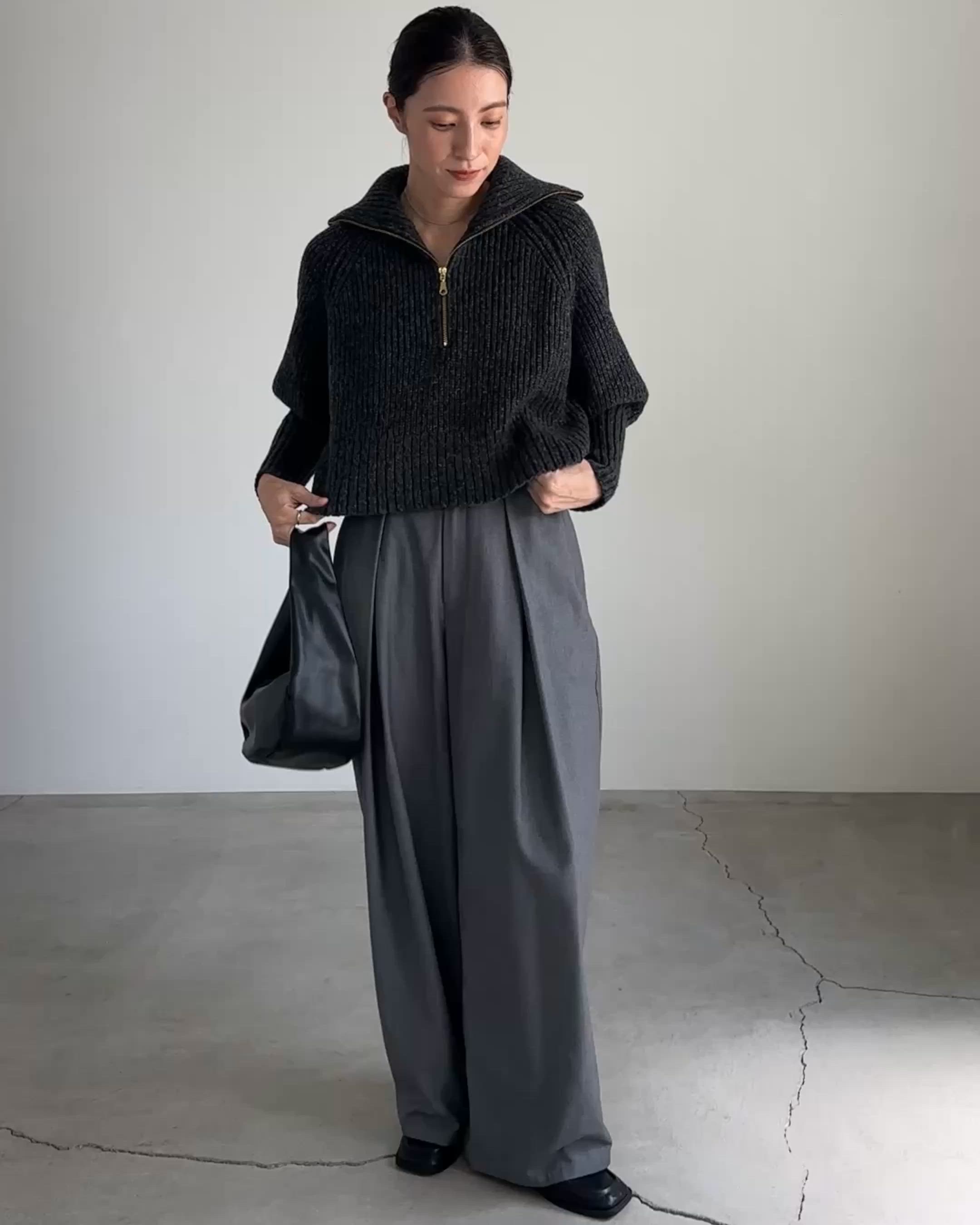 セール】【新色追加】メランジハーフジップラメニットトップス（ニット