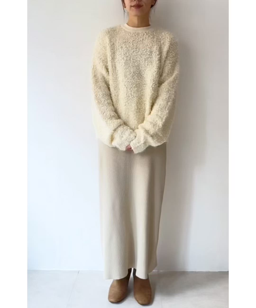 quaranciel:ネップツイード クルーネック コンパクト ニット quaranciel:〈手洗い可能〉ネップツイード クルーネック コンパクト