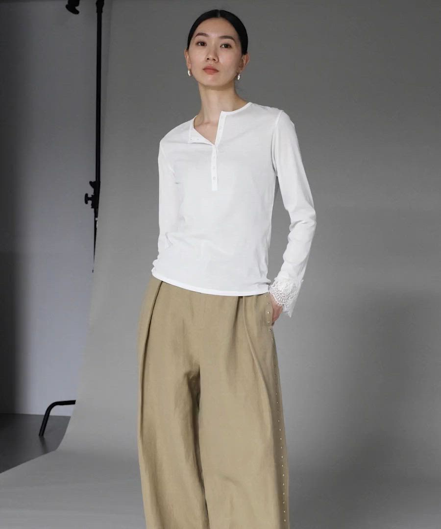 Curensology(カレンソロジー)/ヘンリーレースロングスリーブTシャツ（T