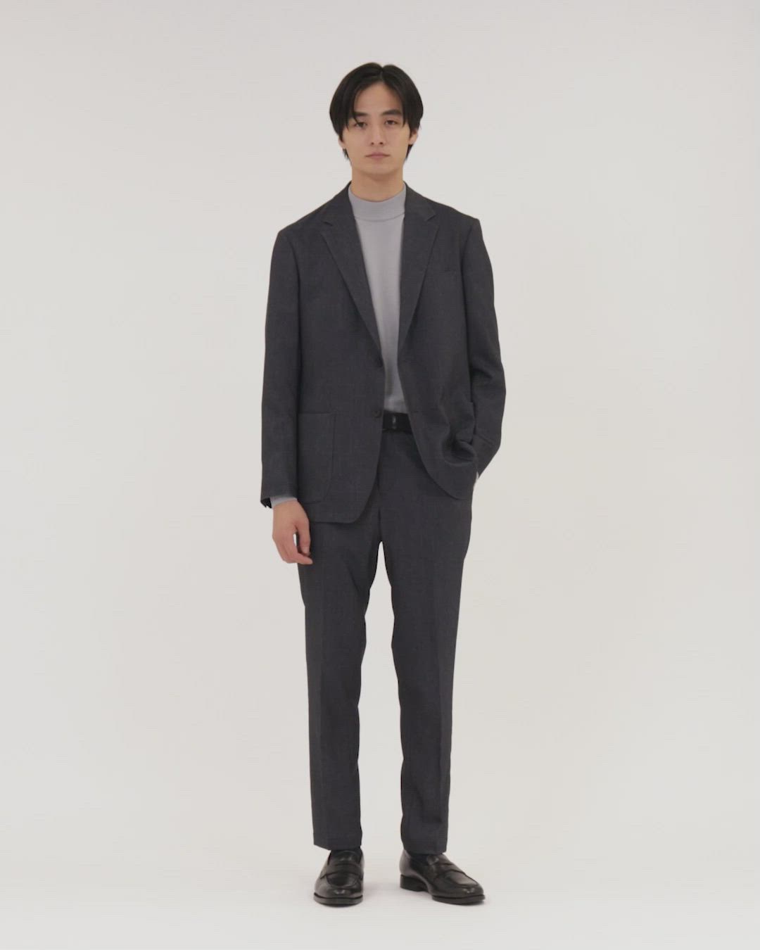 デニムライク ノープリーツ パンツ UA COZY ‐ウォッシャブル ヨコ