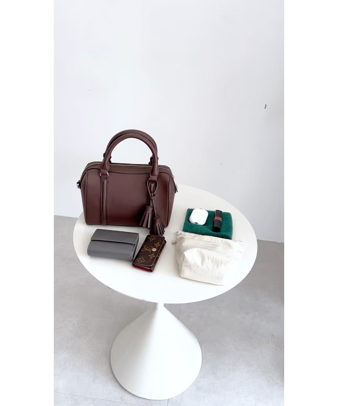 セール】quaranciel: 2way タッセル チャーム ミニ ボストン バッグ