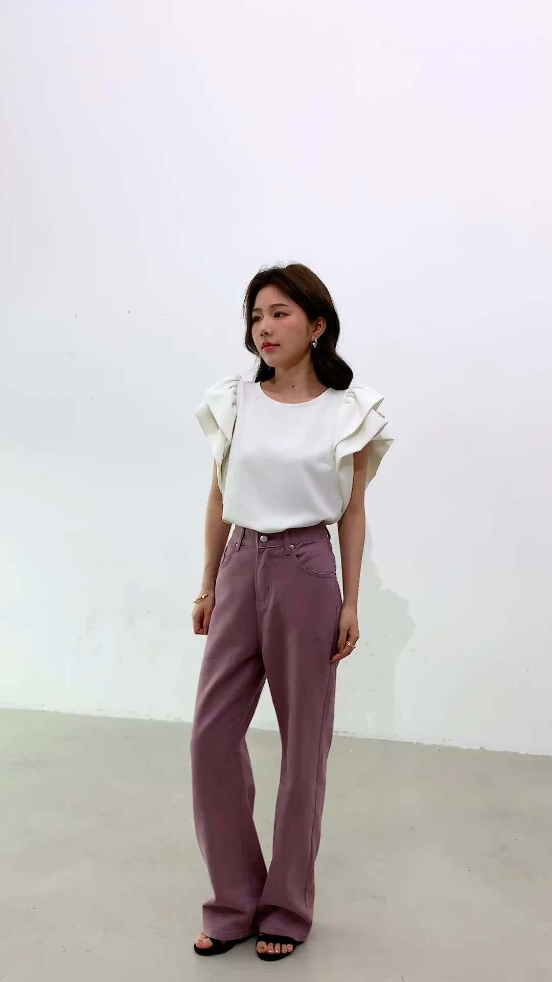 レディース スラっと美脚ハイウエストデニムストレートパンツ（デニム