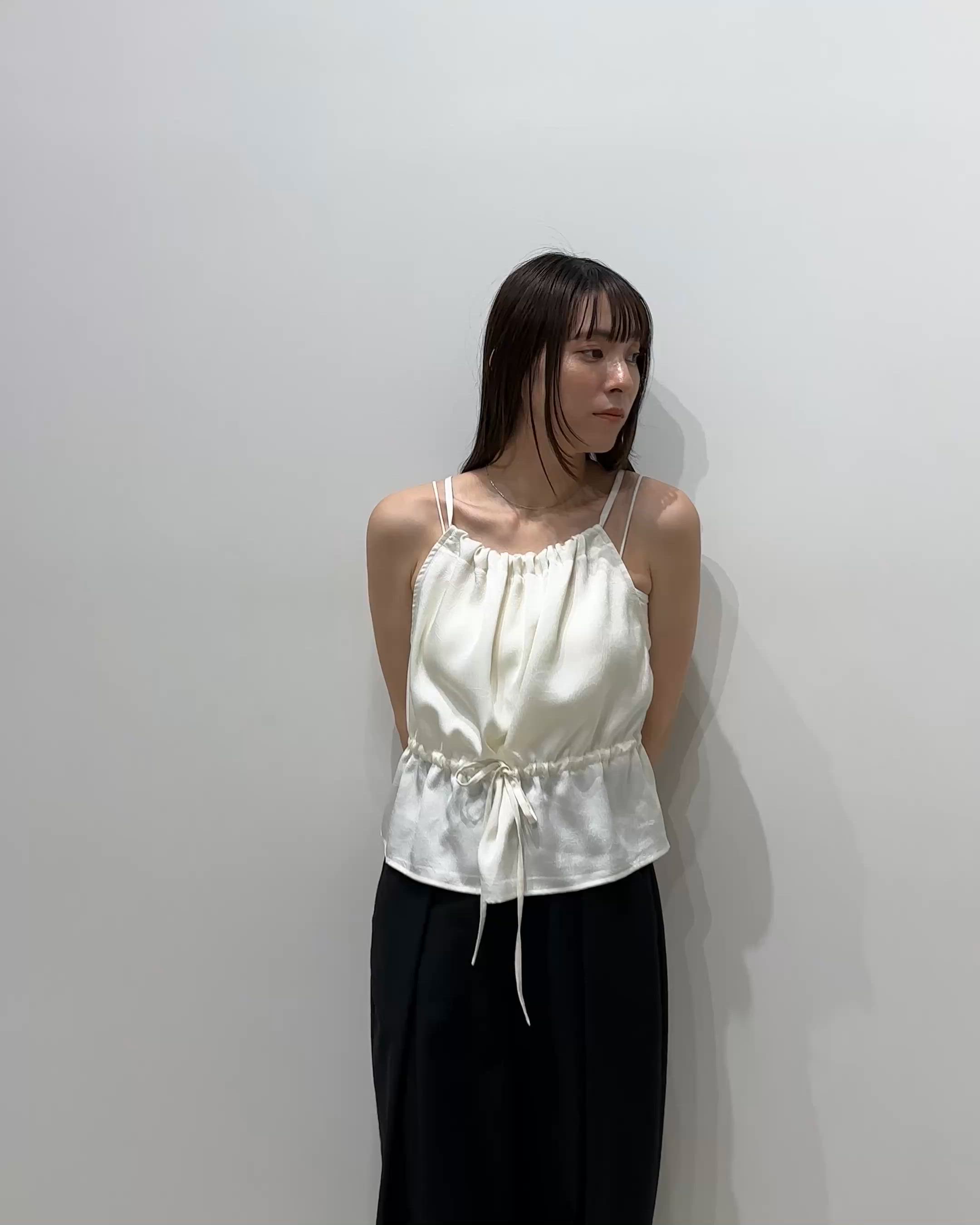 セール】ウエストドロストサテンギャザーキャミ（キャミソール