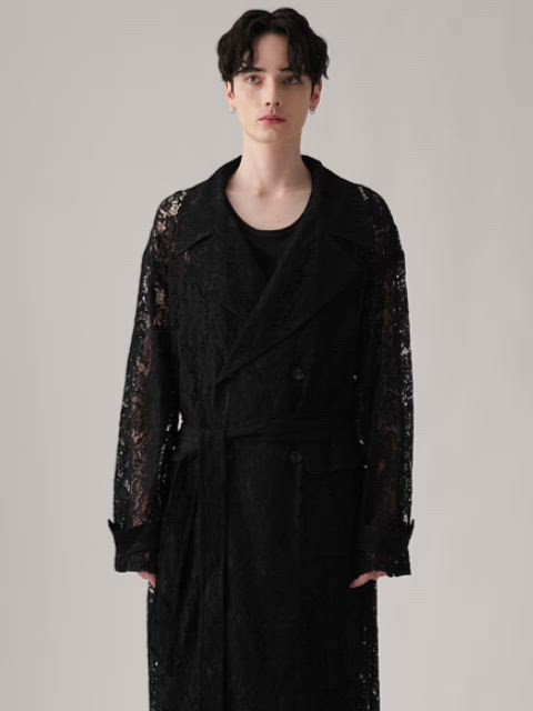 CLEL】Loose Cord Lace Long Chester Coat/ルーズコードレース ロング