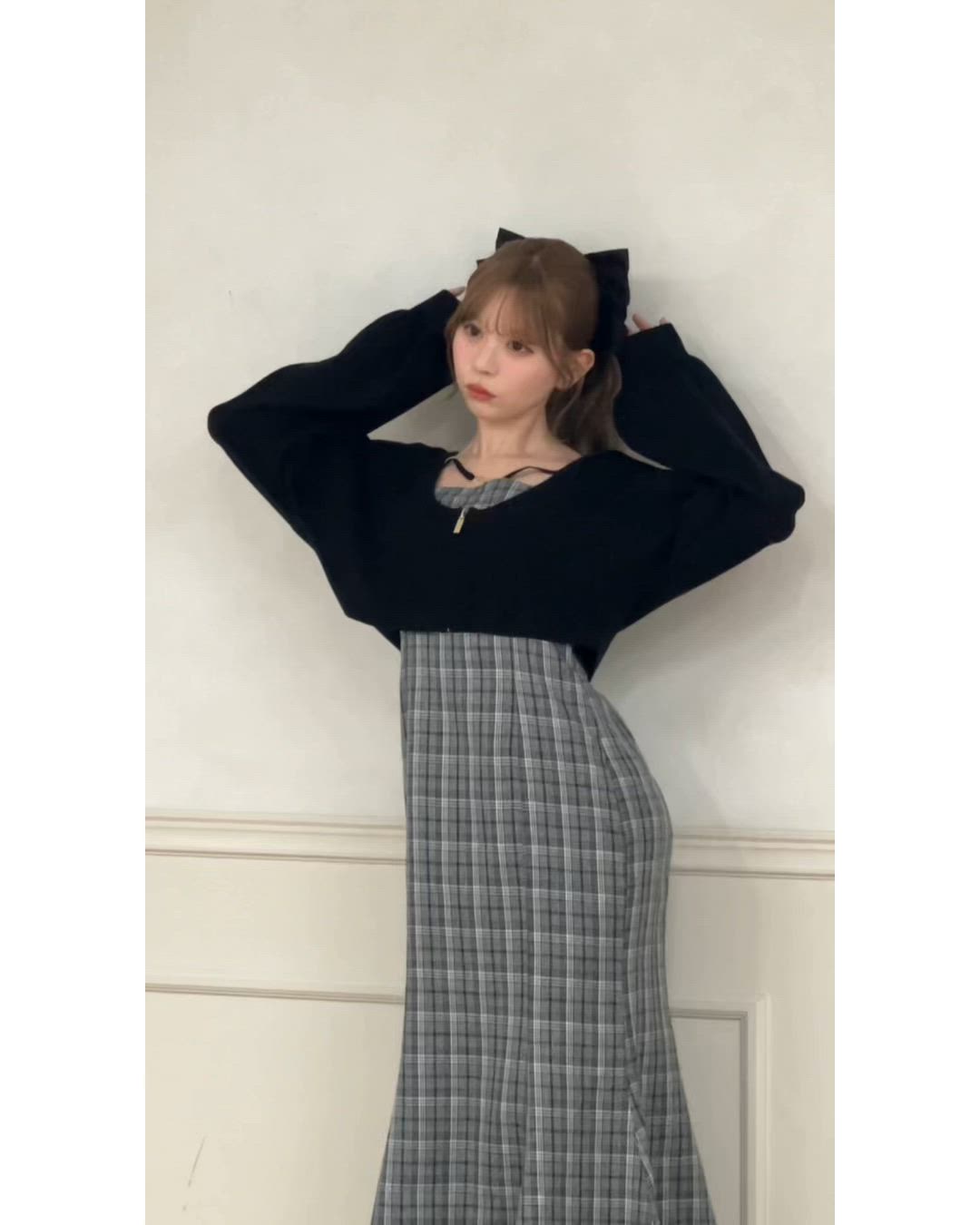 ニット別売り】アソートチェックマーメイドキャミワンピース