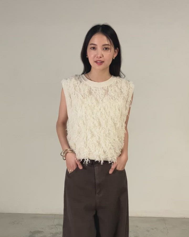 セール】【forksy.】フリンジニットベスト（ベスト）｜forksy