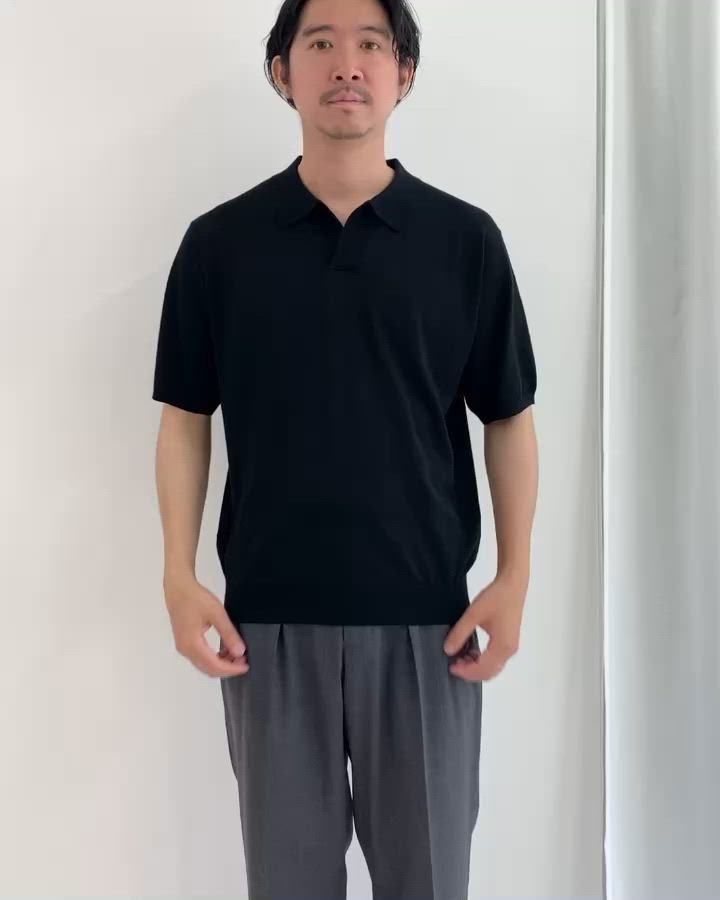 セール】《PIMA COTTON》成型半袖 NSN スキッパーニットポロシャツ