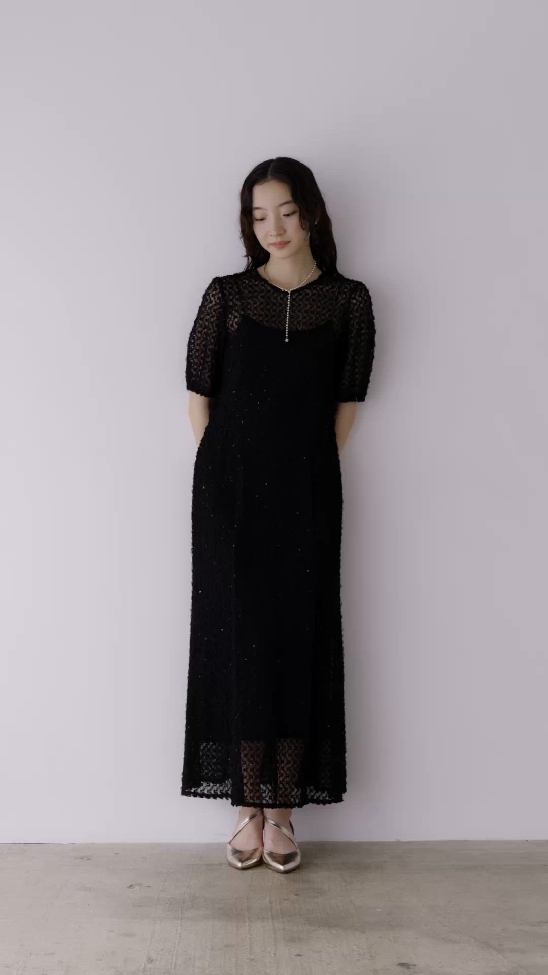 スパンコールレースドレス【結婚式 二次会 同窓会 成人式 パーティー