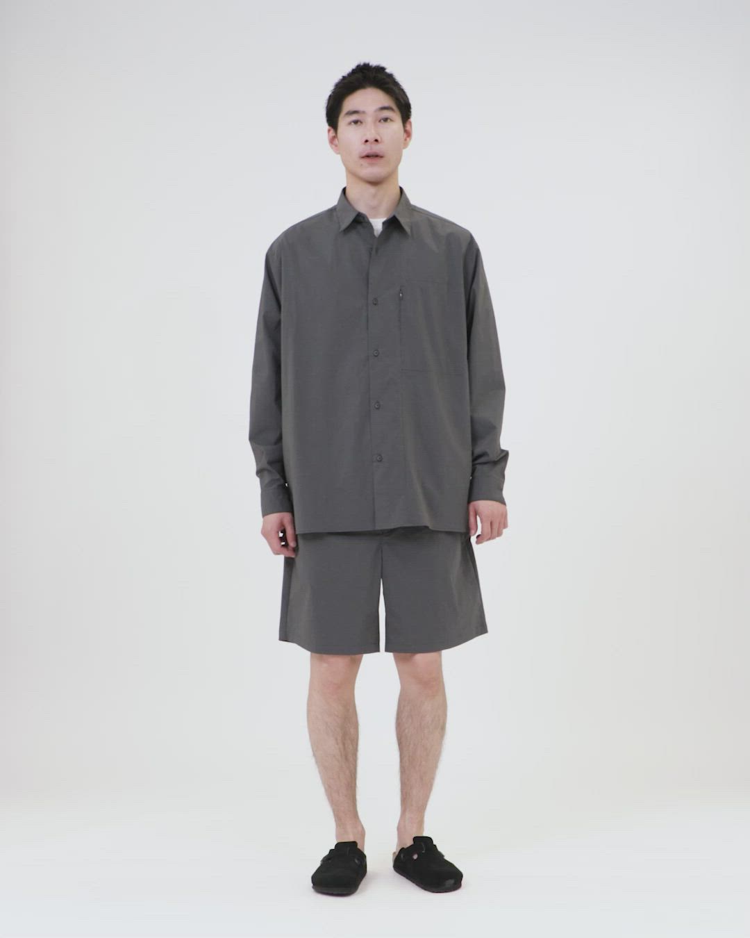 WONDER CLOTH ボックス シルエット 長袖 シャツ -ストレッチ・接触冷感