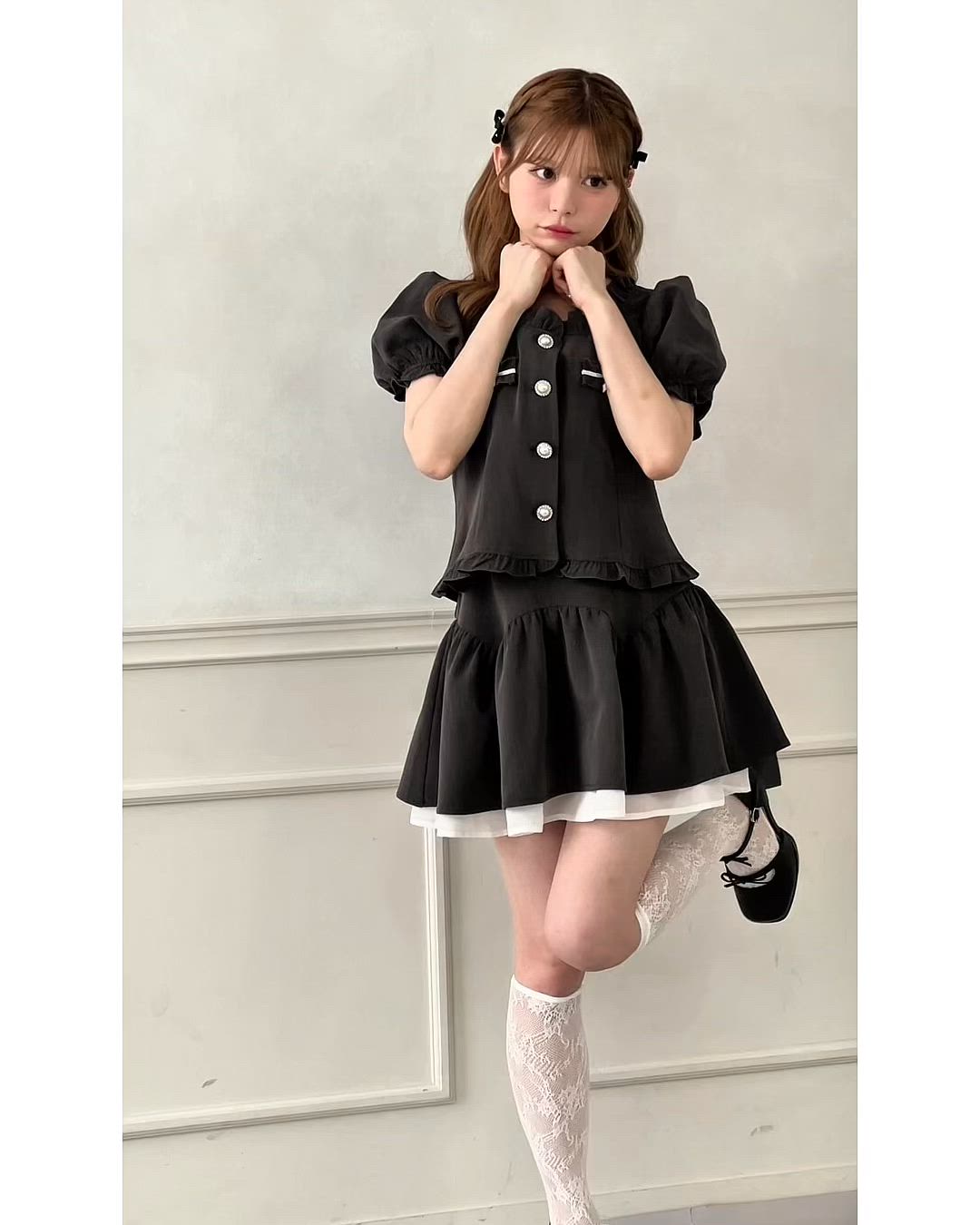 セール】【セット着用可能】【French Girly Collection】タックフレア