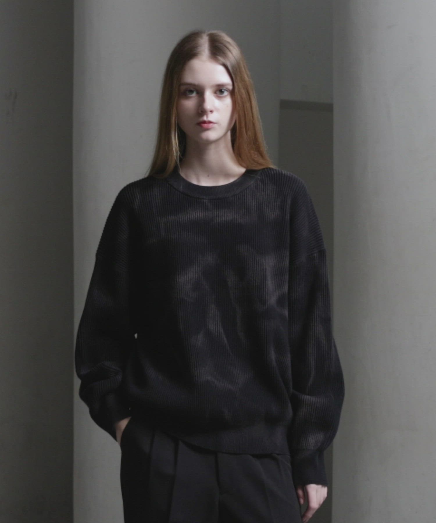 CLEL】Basic/Spray Rib Knit Crew Neck Knit / ベーシック/スプレー畦 