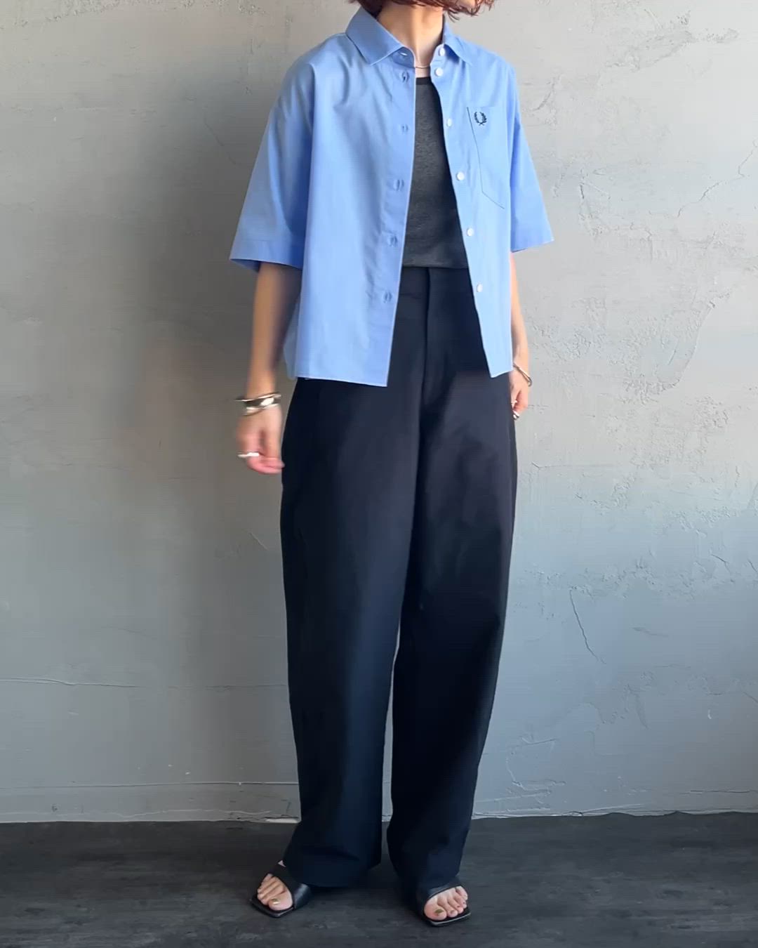 FRED PERRY/フレッドペリー] 別注 ワンポイントロゴ刺繍 シアーシャツ