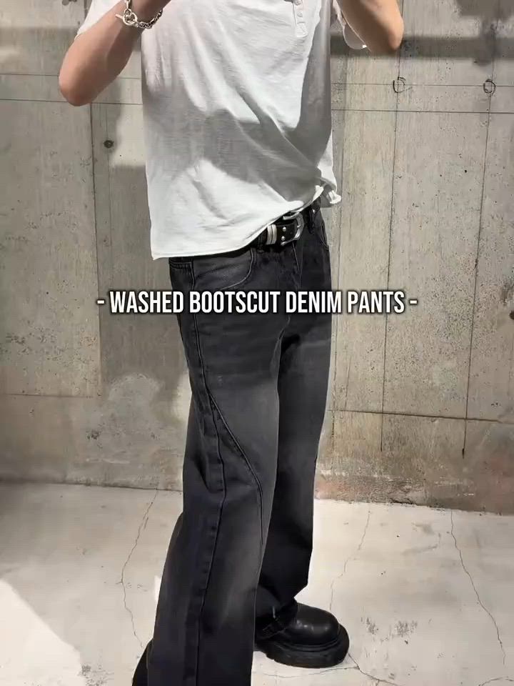 Chikashitsu +】washed bootscut denim pants/ 【チカシツプラス