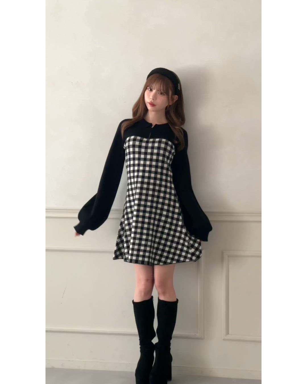 ハーフZIPニットミニワンピース（ワンピース）｜apres jour（アプレ