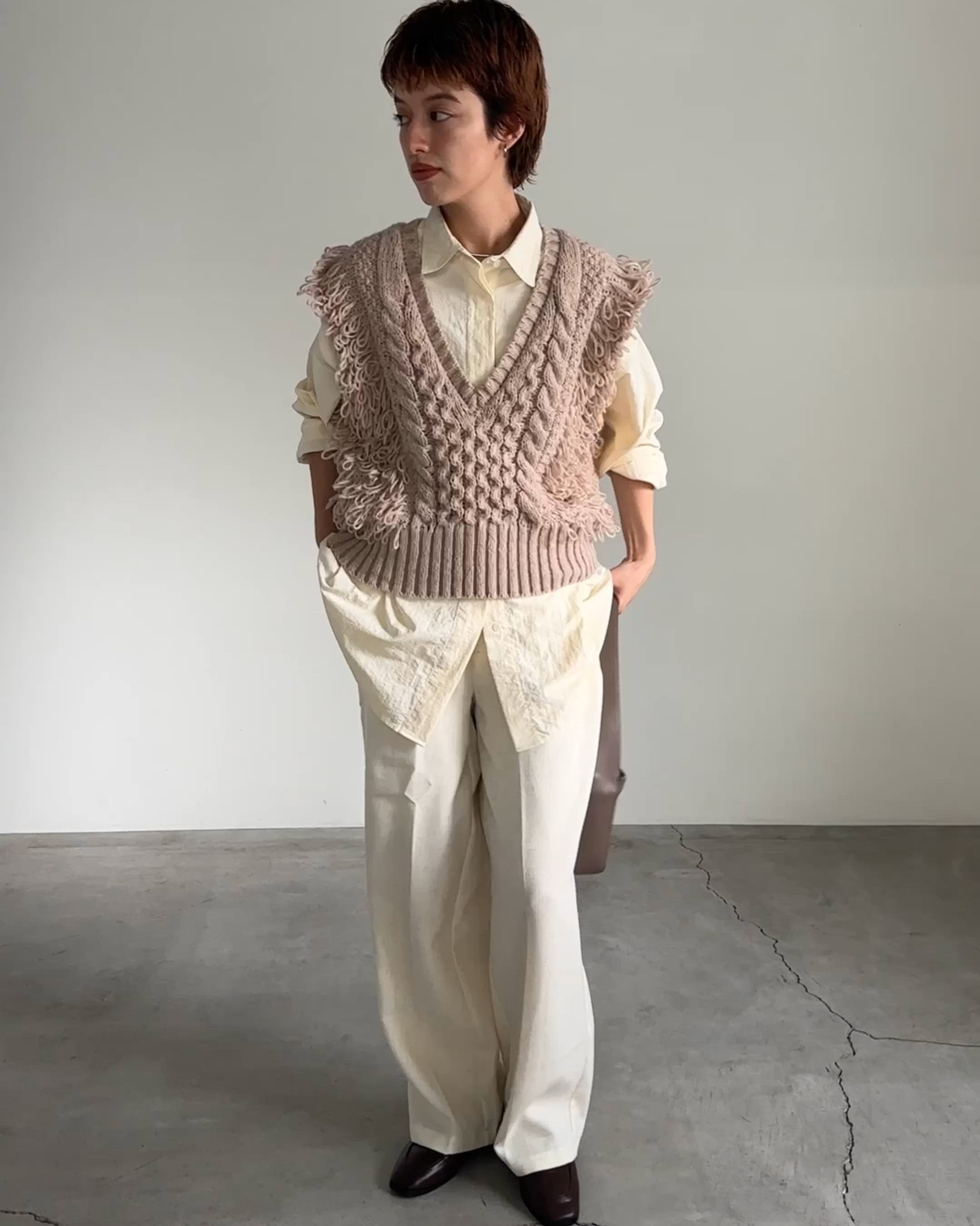 セール】フリンジケーブルニットベスト（ベスト）｜select MOCA