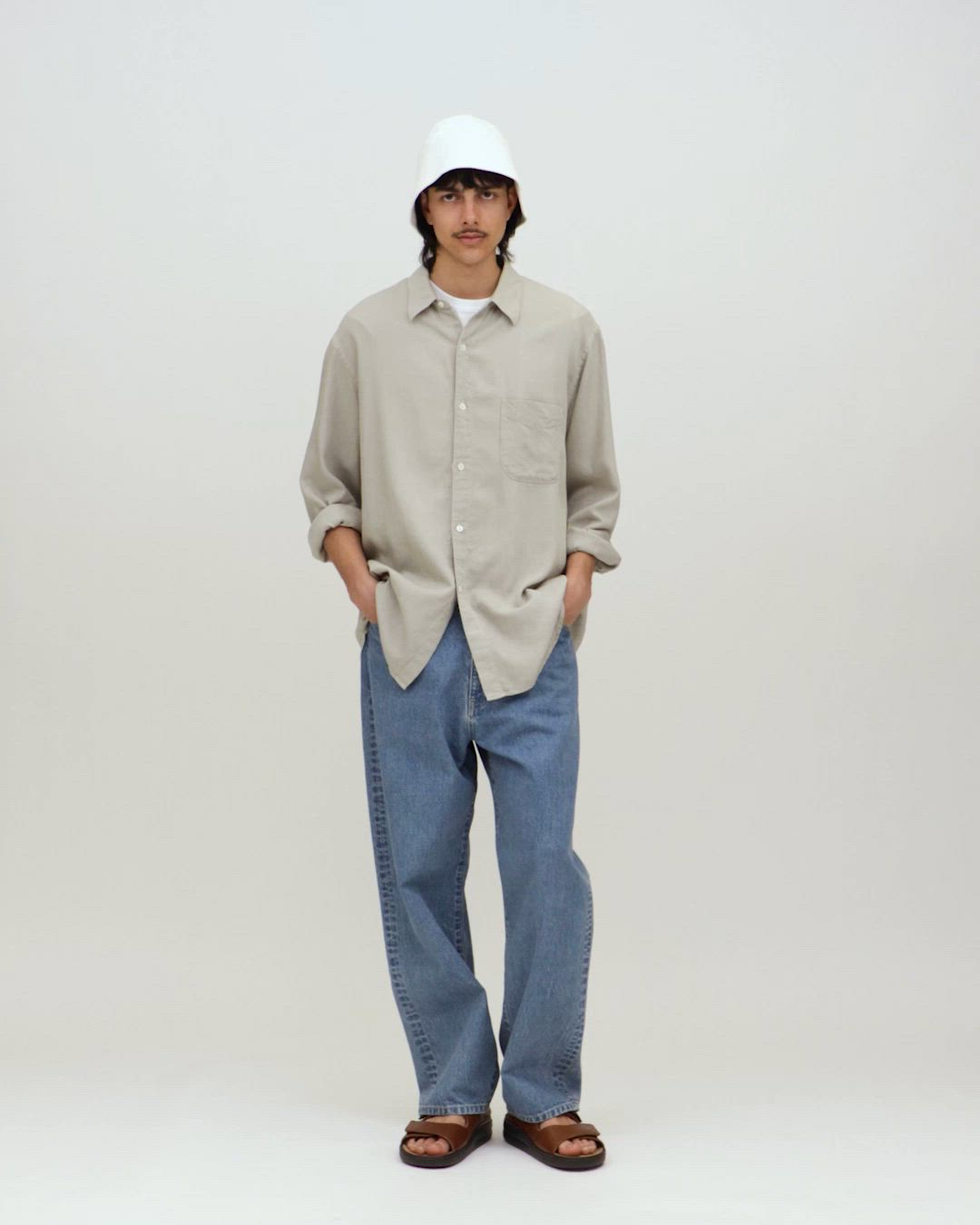 Steven Alan＞ ドレープ コードレーン レギュラーカラー シャツ LOOSE