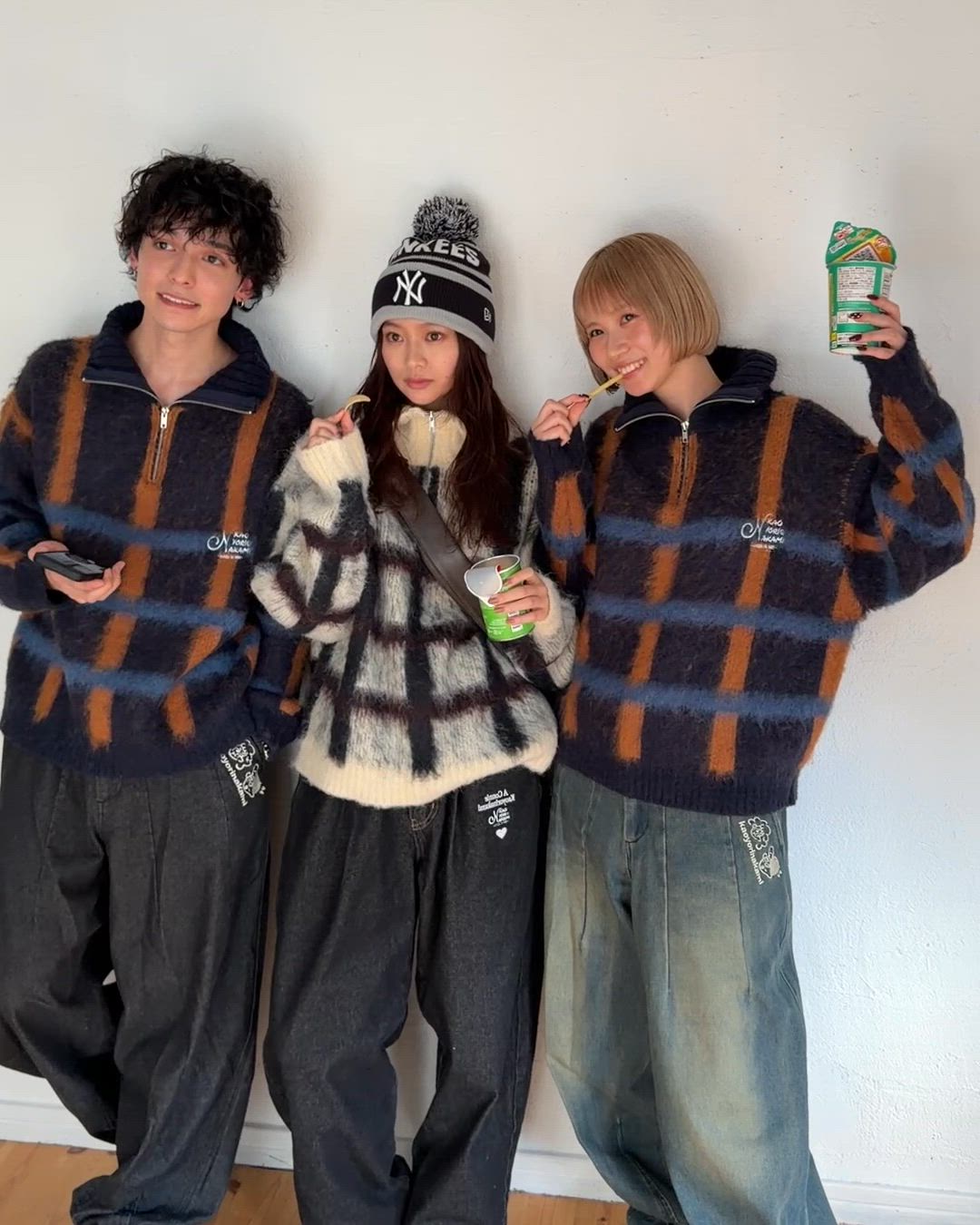 check half zip knit / チェックハーフジップニット（ニット/セーター