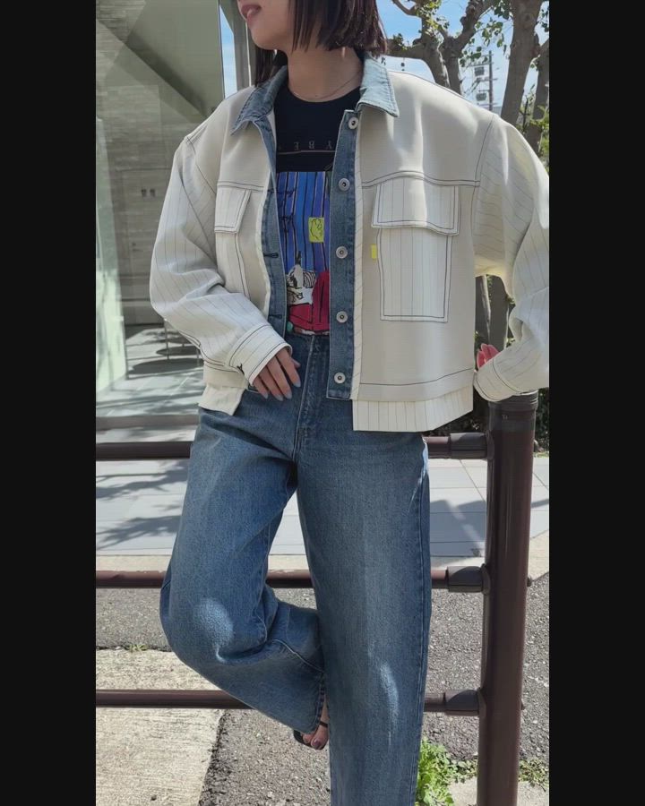 デニムトリム ダンボール&ストライプジャケット（その他アウター