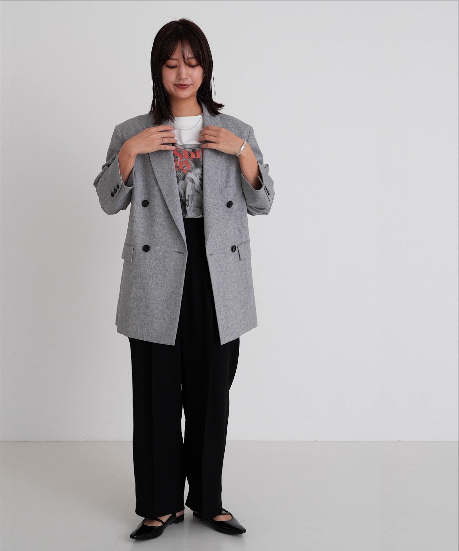 クロ　DOUDOU アーバンリサーチ　グレー テーラードジャケット SENSE OF PLACE by URBAN RESEARCH コート アウター ダブルテーラード