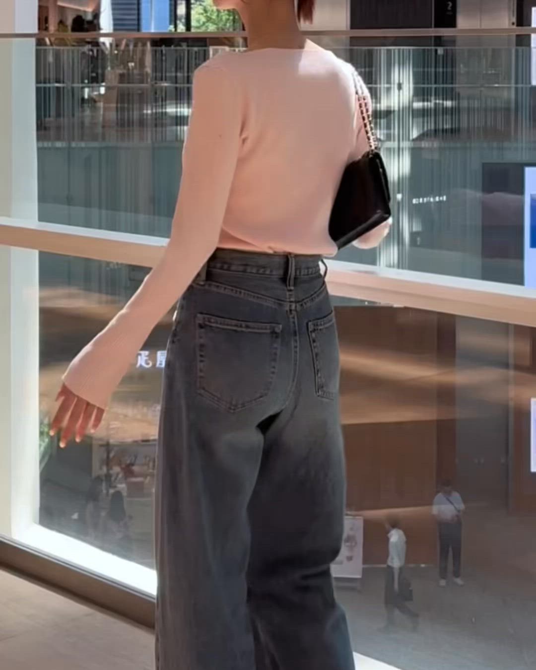 セール】ラインストーンアシメネックリブニット(薄手)（ニット