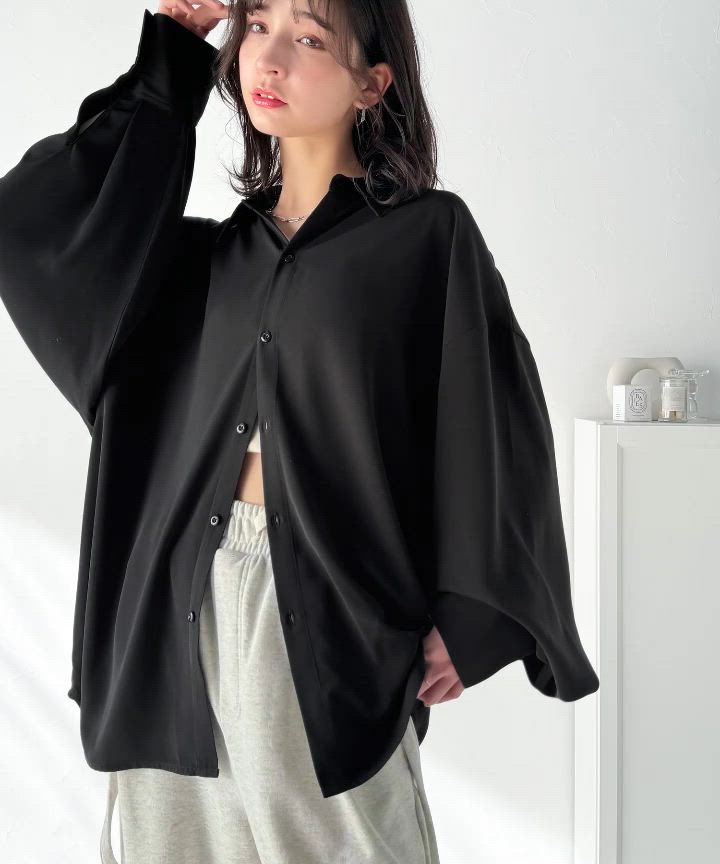 セール】どんなシーンでも映える。とろみポリツイルオーバーサイズ