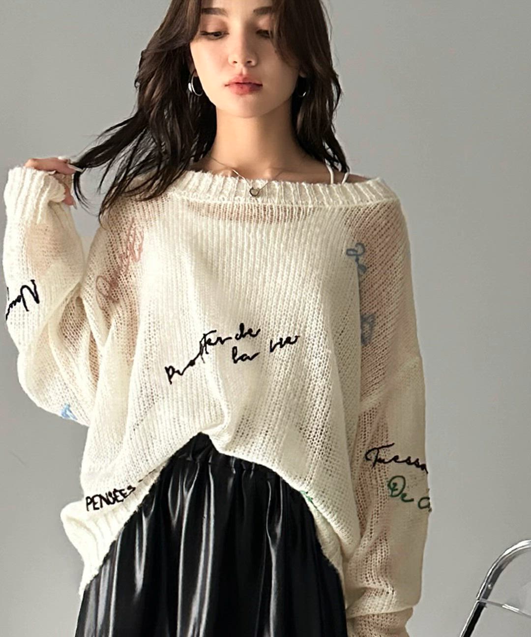 セール】【mily bilet】女性らしさ滲み出る透け感が魅力。透かし編み