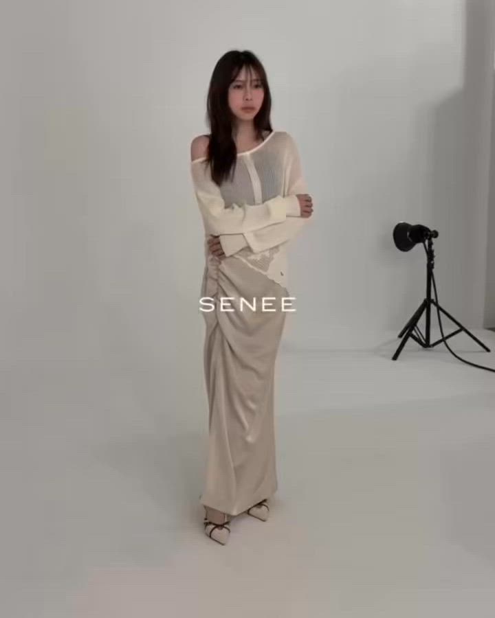 satin drape long skirt（サテンドレープロングスカート）（スカート