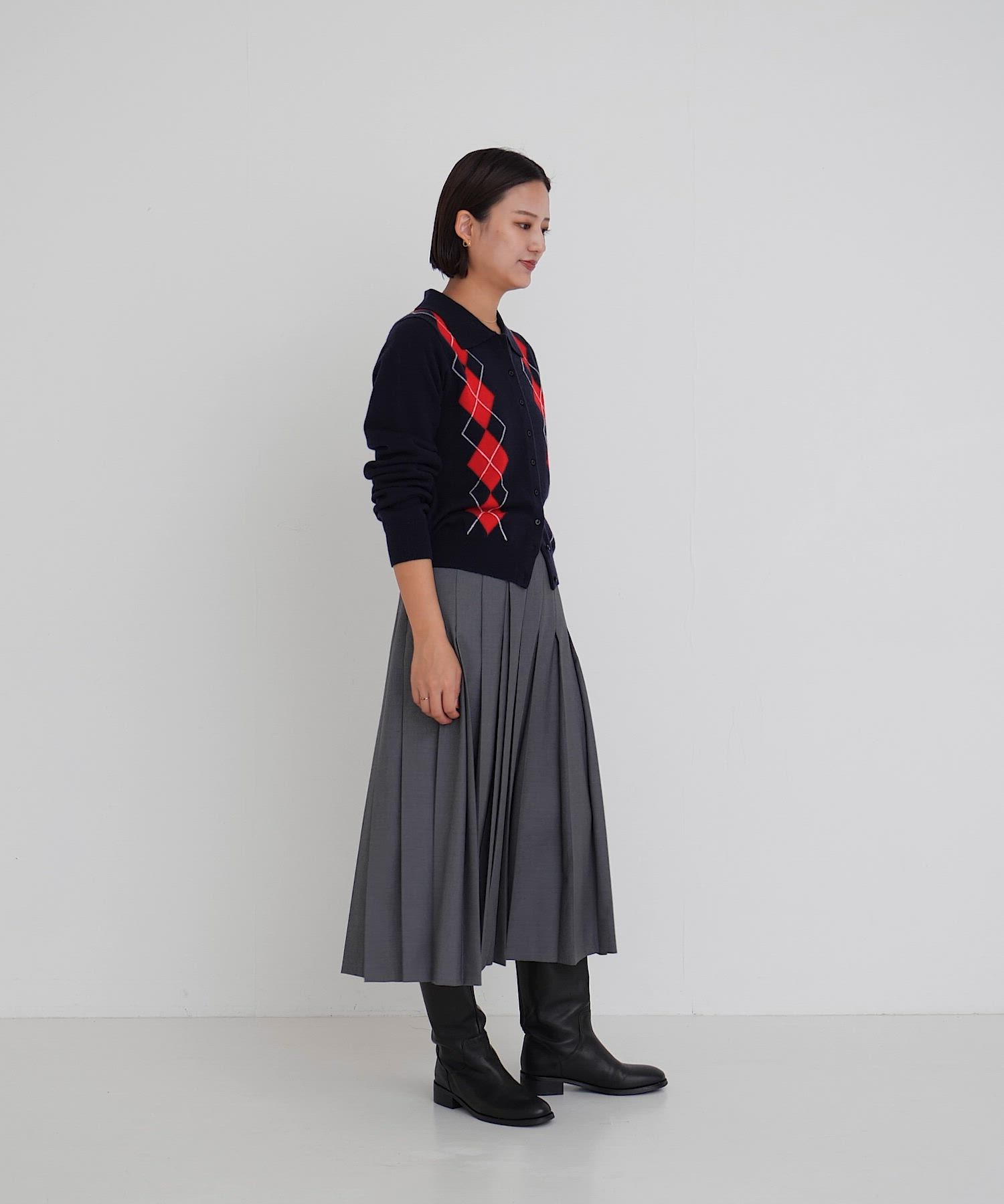 セール】アーガイルシャツカラーカーディガン（ニット/セーター