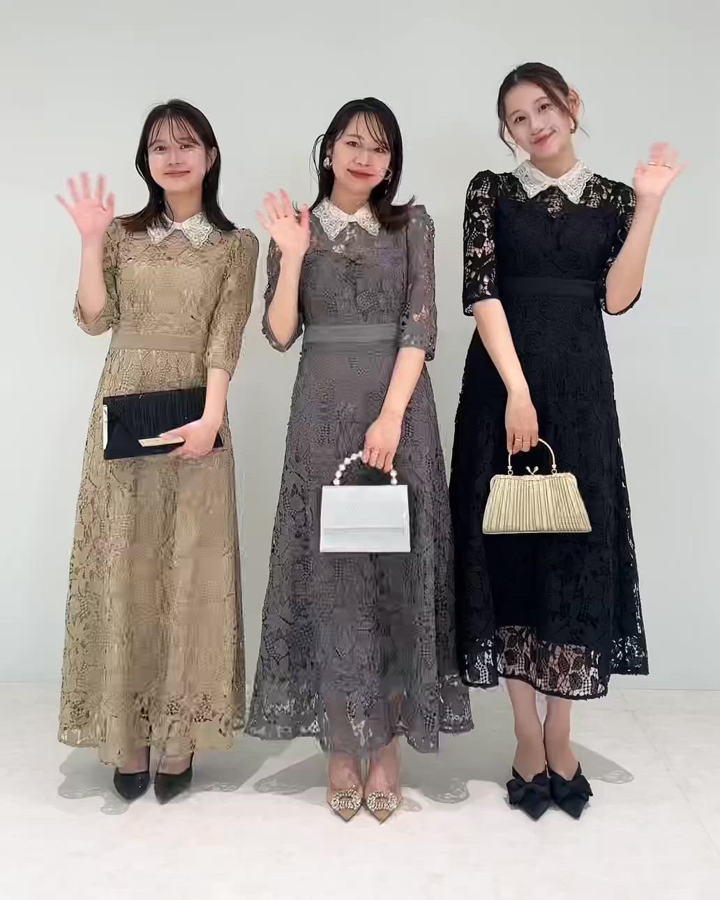 セール】【LEJA】花柄レースビジューカラーAラインドレスワンピース