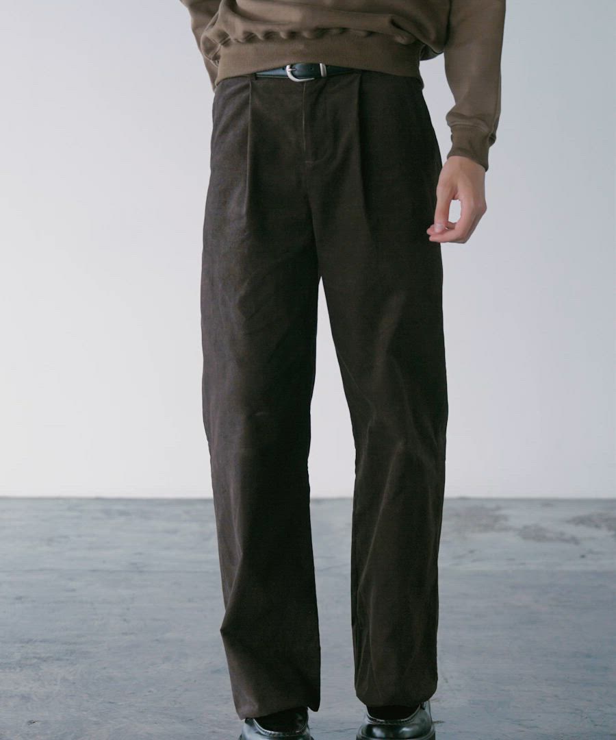 LURAKU】Corduroy One-tuck Straight Pants / コーデュロイワンタック