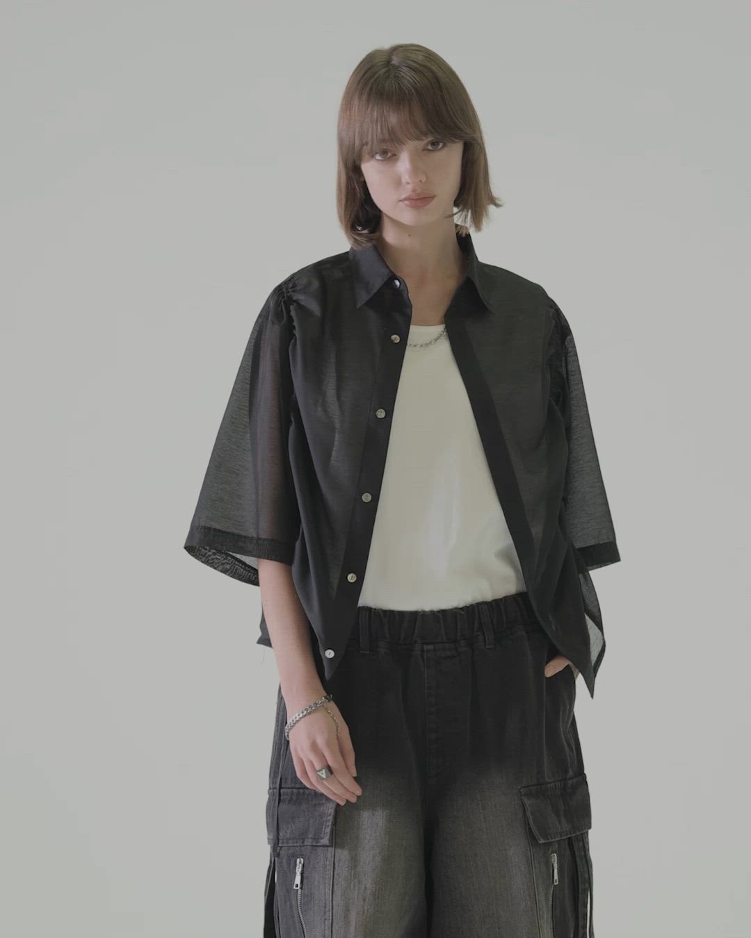 25ss loose silhouette lace/sheer shirt / 25SS ルーズシルエット